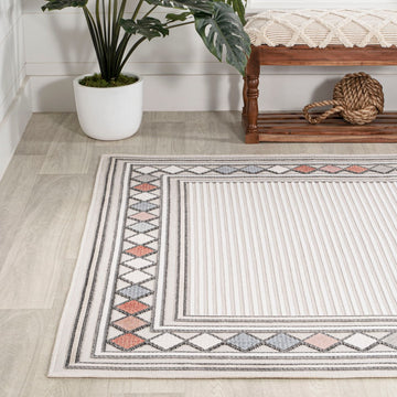 Sebastian High-low Modern Diamond Border Indoor/Outdoor Area Rug